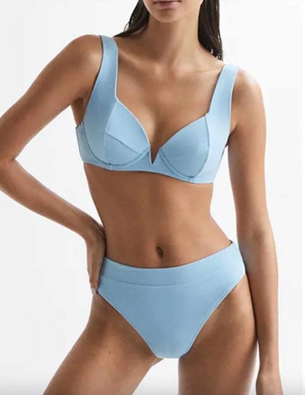 REISS Elise Bikini Bottom Size 12 NEW Light Blue $110 Swim Separates